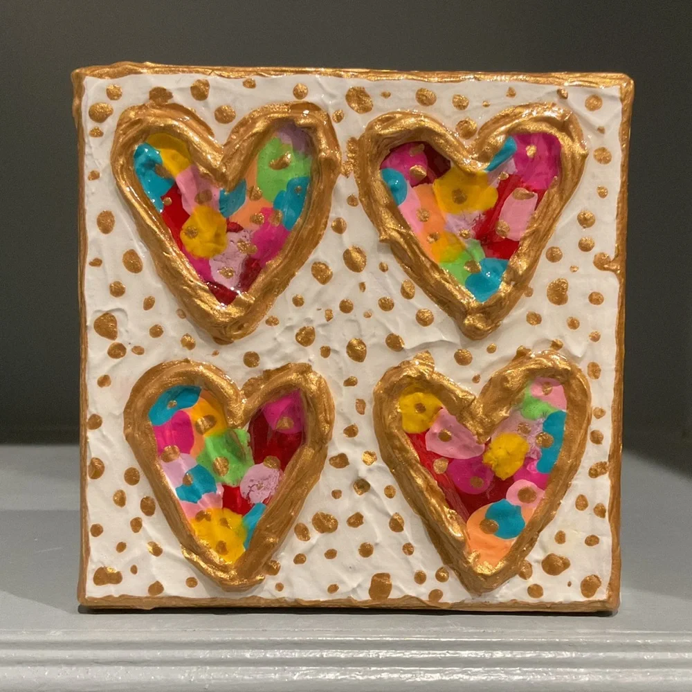 🔴TEXTURED HEART PAINTING🔴ORIGINAL ART🔴 - Picture 3 of 7